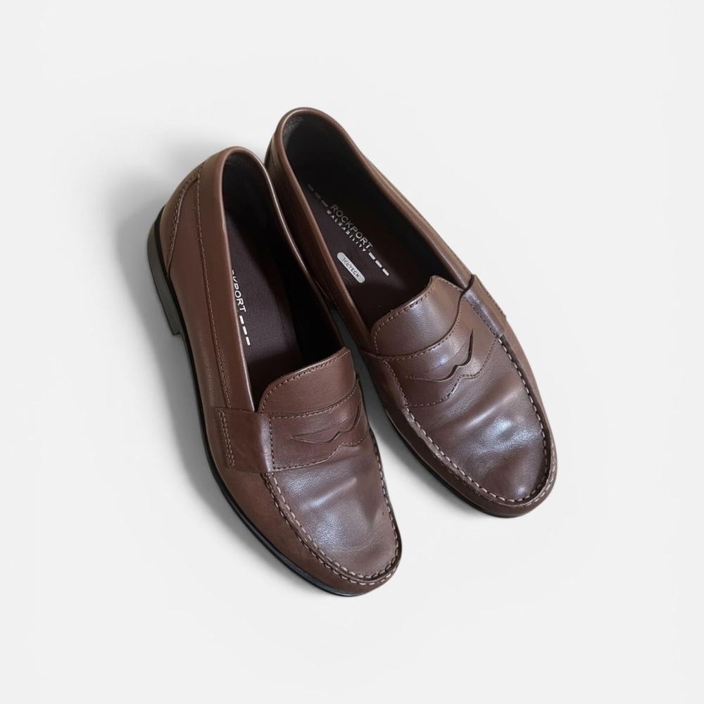 Rockport Men's Brown Leather Slip-On Penny Loafers